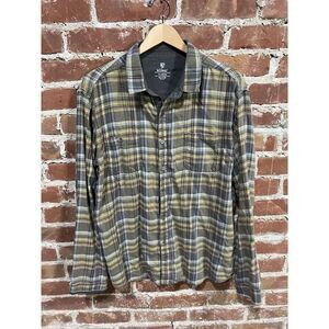 Kuhl Shirt Mens Extra Large GRAY Flannel Fugitive Plaid Long Sleeve Hiking